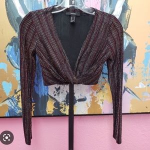 Forever 21 plus size glitter striped crop top and pant outfit